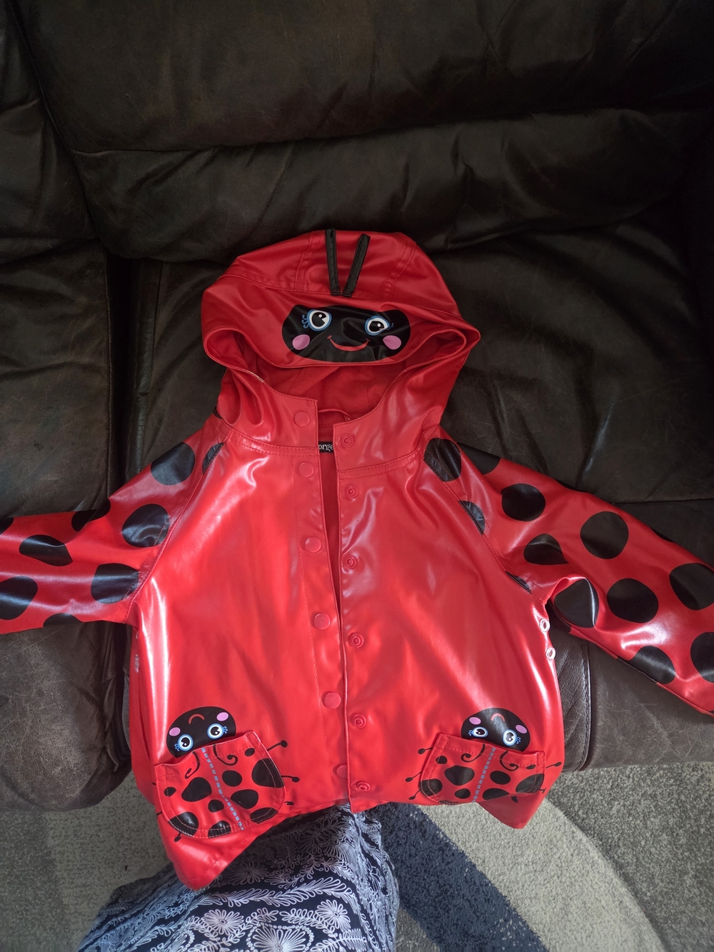 George Red and Black Ladybug Raincoat with Hood